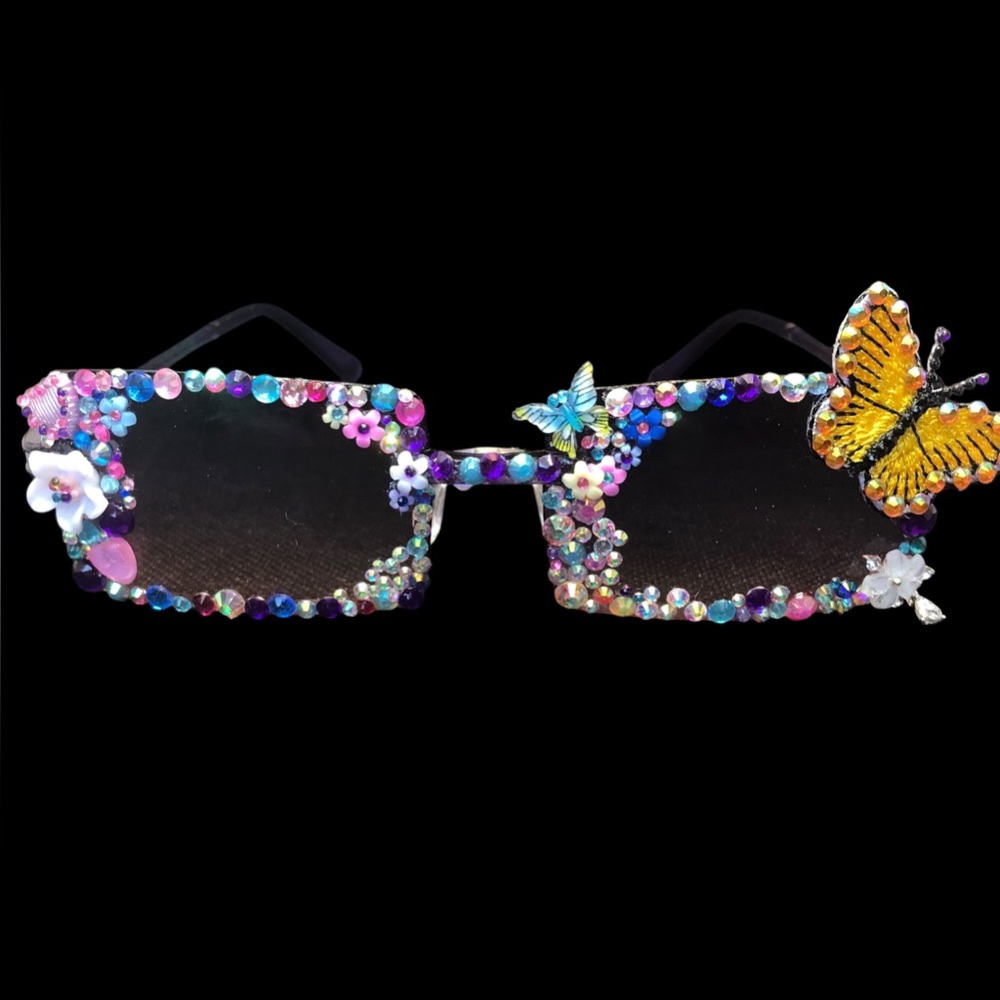*SOLD* Handcrafted Bling Adult Purple Sunglasses Party Club Festivals NEW - Picture 5 of 7